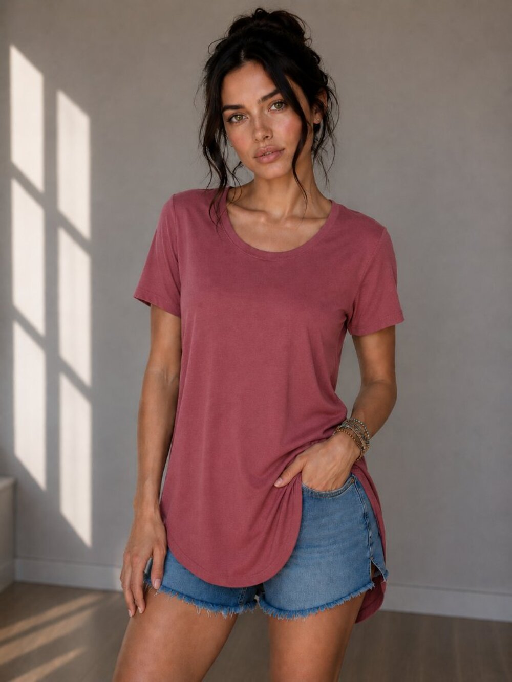 @danniejbdb 4 Daily Ritual Jersey Short Sleeve Shirts W/ S High-Low Tunic NWT - Picture 3 of 15